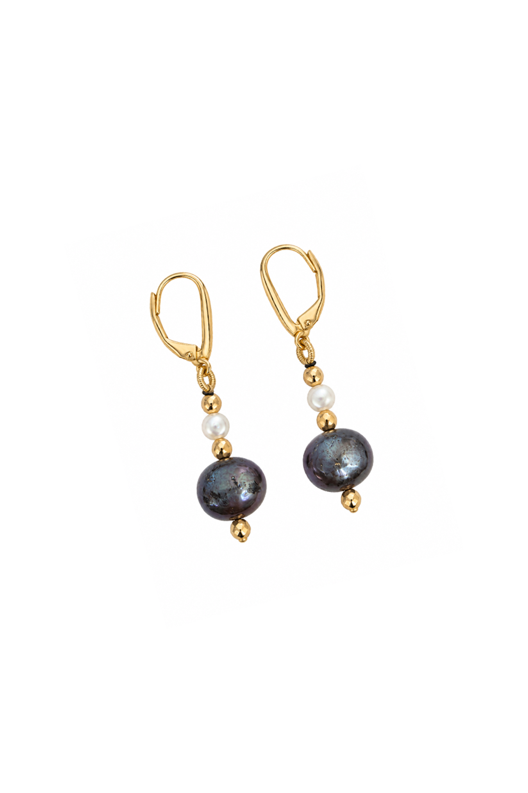 Aretes Perlas Moradas y Blancas