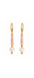 Aretes Perla Rosa y Blanca Pirita Dorada - Tanya Moss