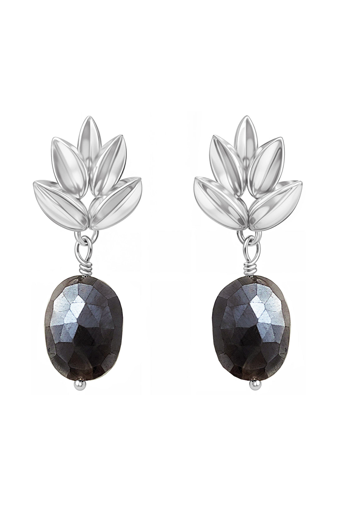 Broqueles Hojita Con Moonstone Obscura