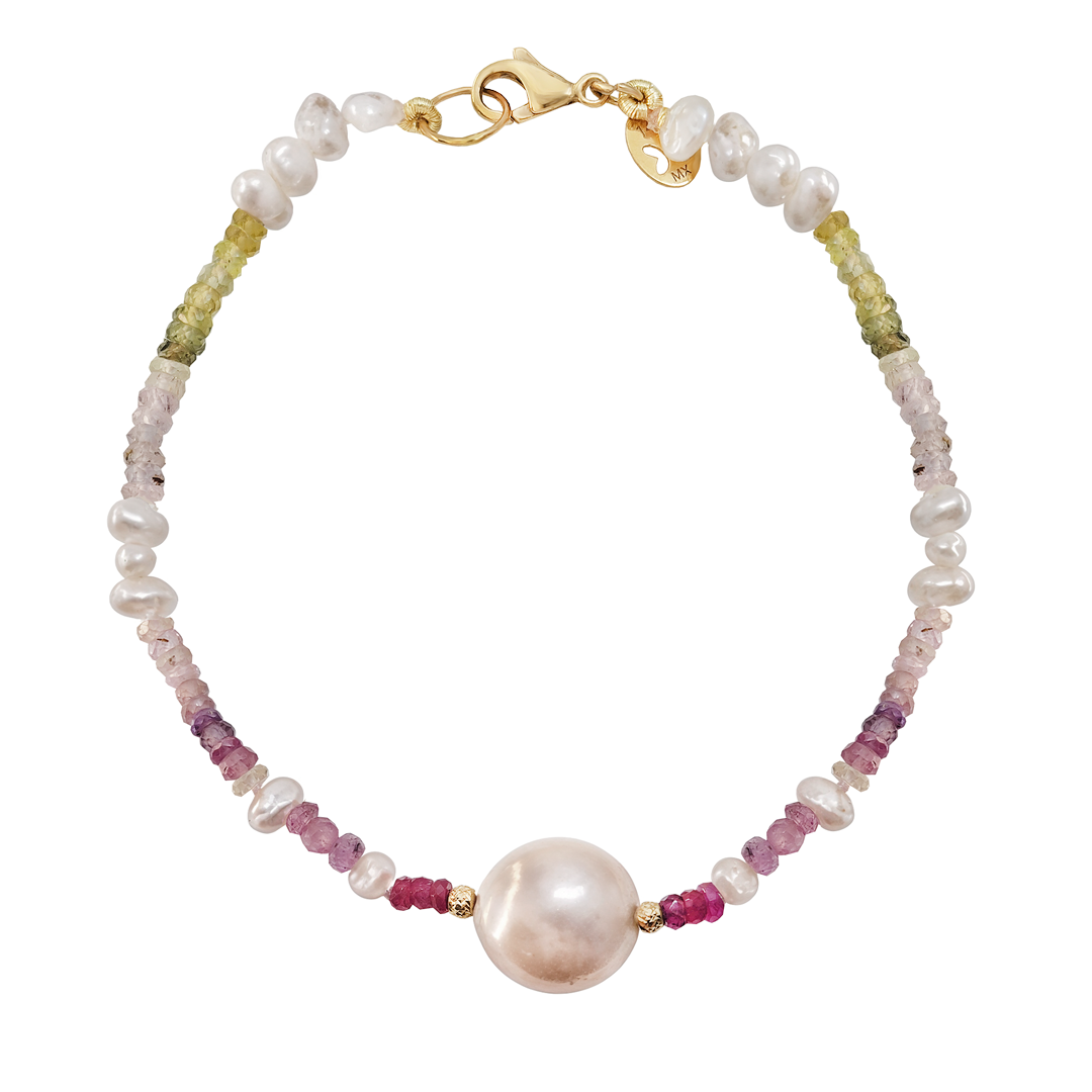 Pulsera Mele Piedras Preciosas Y Perla  Oro 14k - Tanya Moss