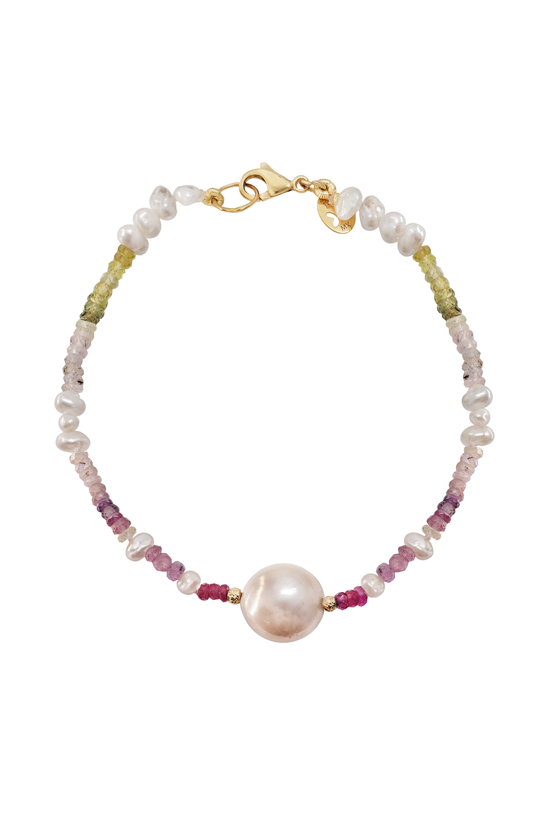 Pulsera Mele Piedras Preciosas Y Perla  Oro 14k - Tanya Moss