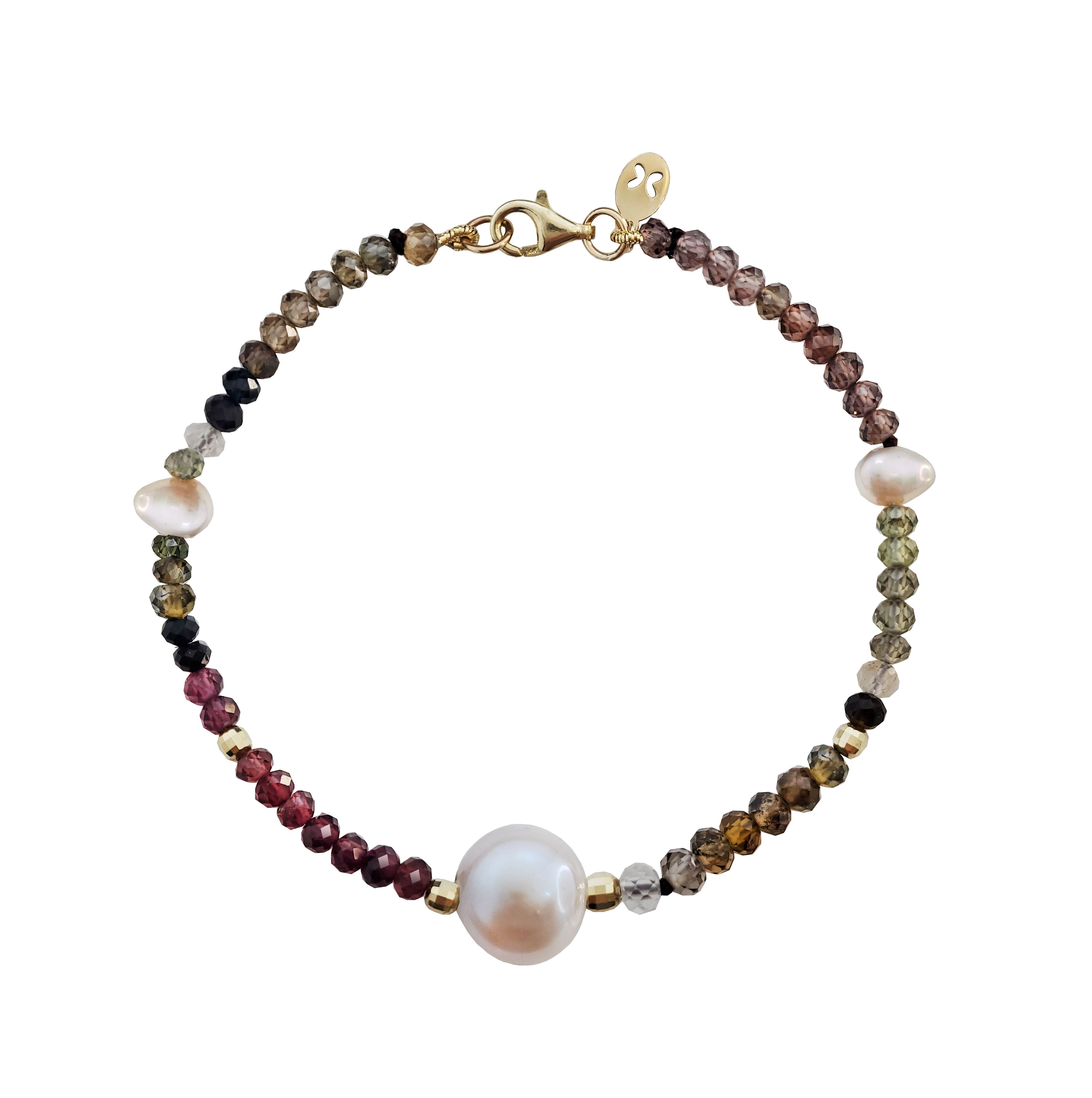 Pulsera Mujer Oro 14K Oro Finito Zafiro Tundra Perlas - Tanya Moss