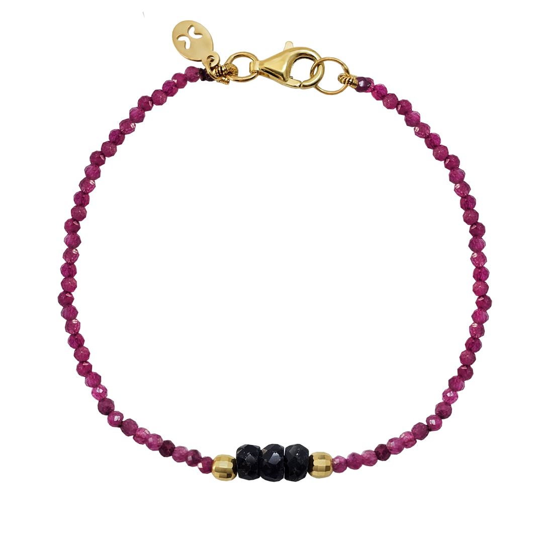 Pulsera Ruby 2mm Con Zafiro Azul Oro 14k - Tanya Moss