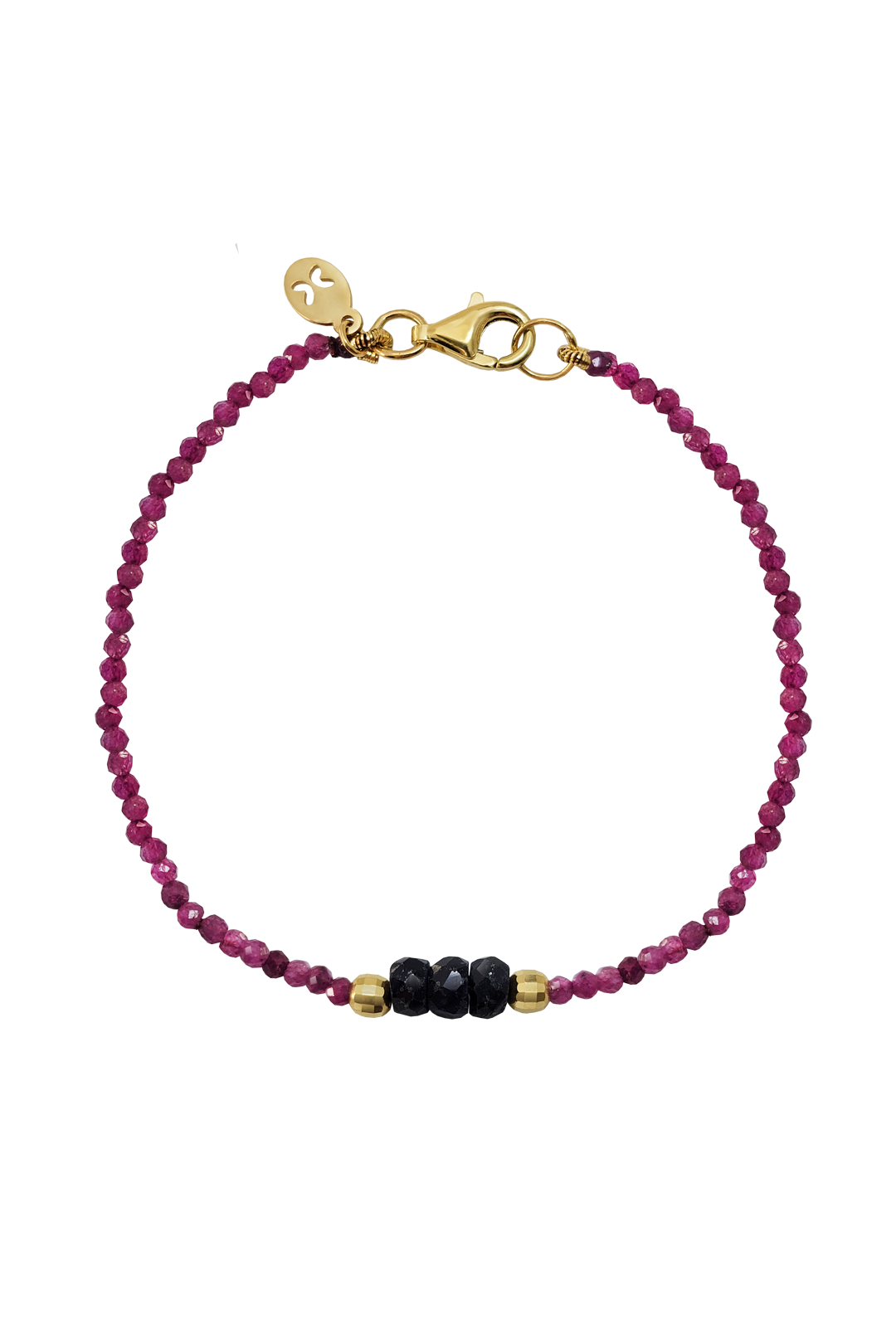 Pulsera Ruby 2mm Con Zafiro Azul Oro 14k - Tanya Moss