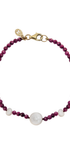 Pulsera Ruby 3mm Con Perlas Oro 14k - Tanya Moss