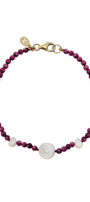 Pulsera Ruby 3mm Con Perlas Oro 14k - Tanya Moss