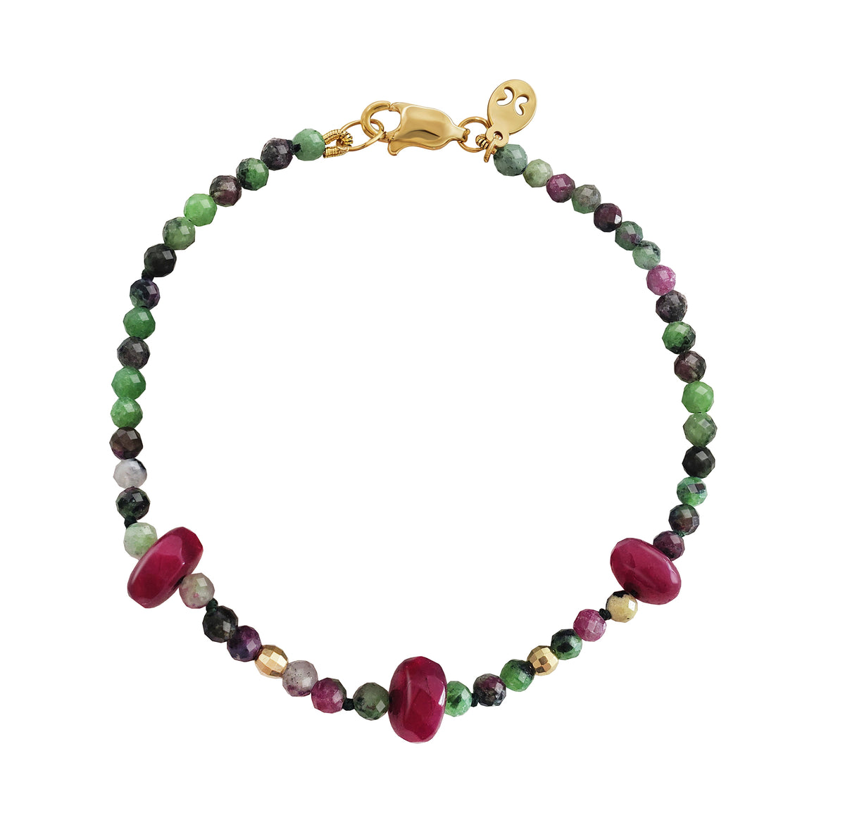 Pulsera Mujer Oro 14K Oro Finito Rubi Zoisite