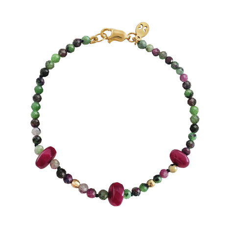 Pulsera Mujer Oro 14K Oro Finito Rubi Zoisite