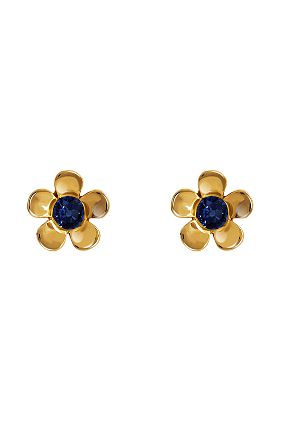 Broqueles Mujer Oro 14K Oro Flor Zafiro