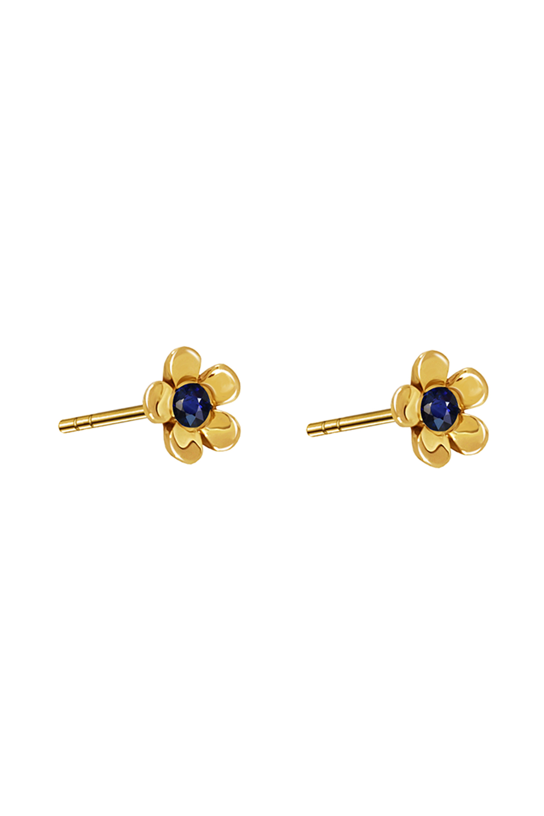 Broqueles Mujer Oro 14K Oro Flor Zafiro