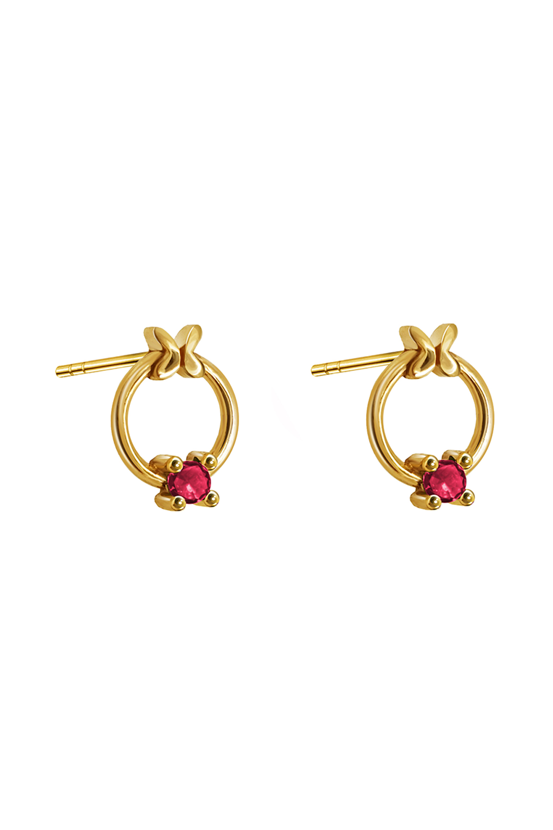 Broqueles Mujer Oro 14K Oro Mariposa Aro Rubi