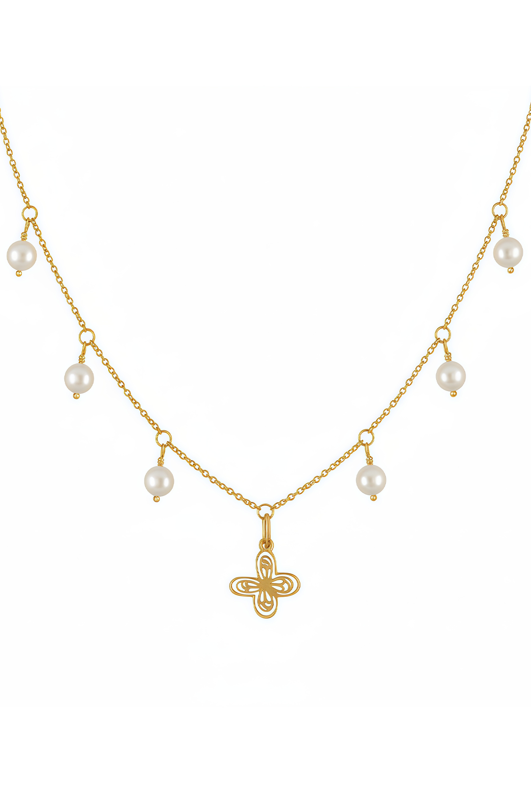 Collar Mujer Oro 14K Oro Aurora Mariposa Perla