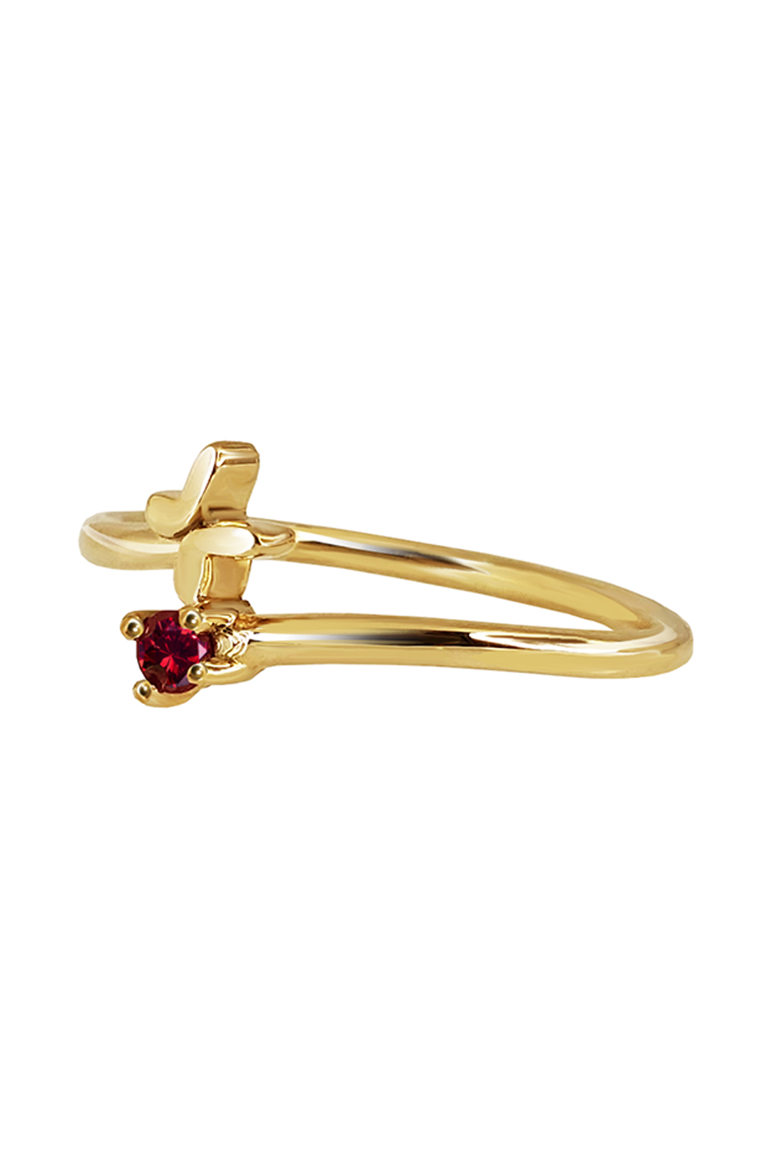 Anillo Oro 14K Oro Cruzado Mariposa Rubi