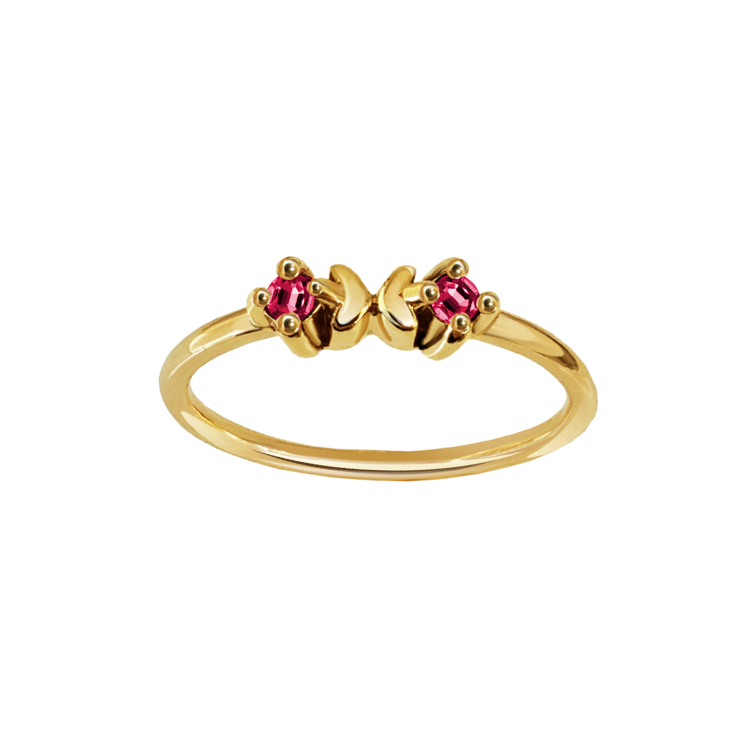 Anillo Mujer Oro 14K Oro Mariposa Rubi