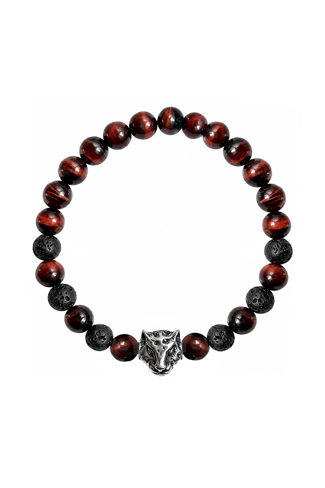Pulsera Moss Jaguar con Ojo de Tigre Rojo