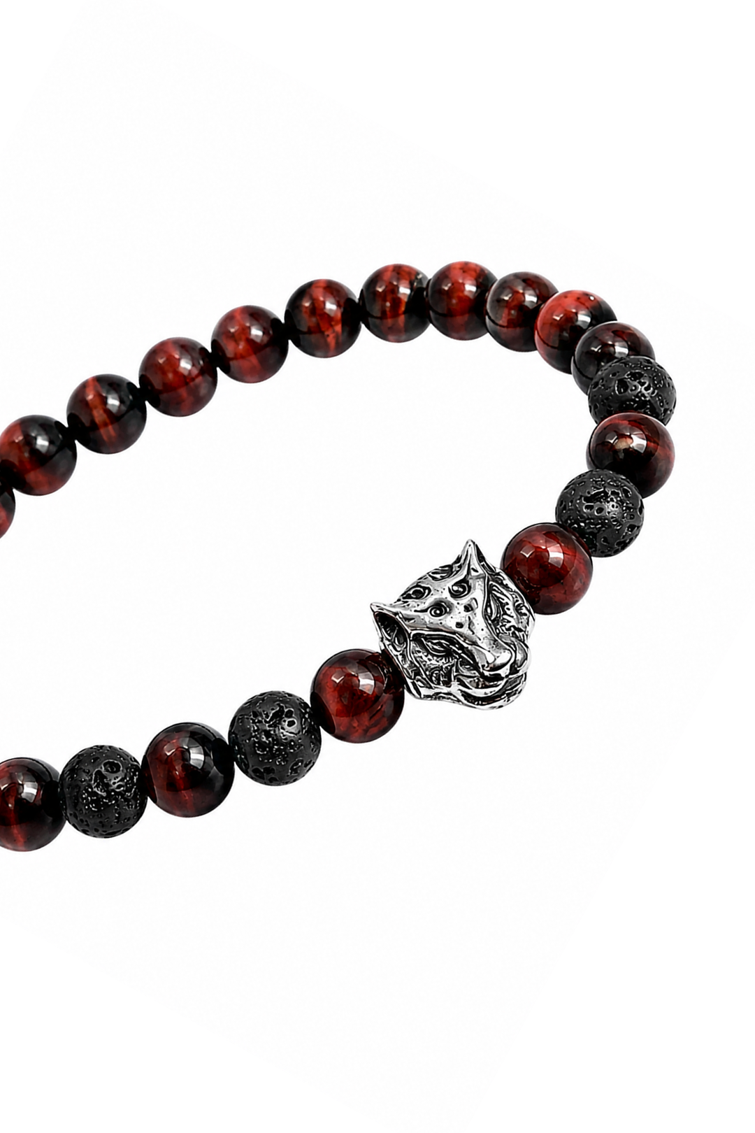 Pulsera Moss Jaguar con Ojo de Tigre Rojo