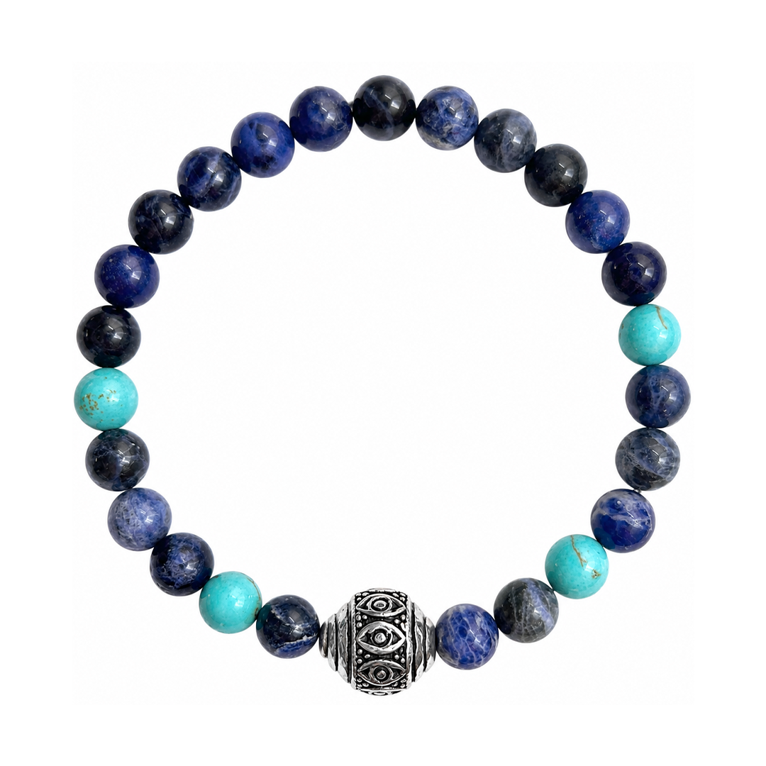 Pulsera Moss Bolita de Ojos Sodalita Facetada