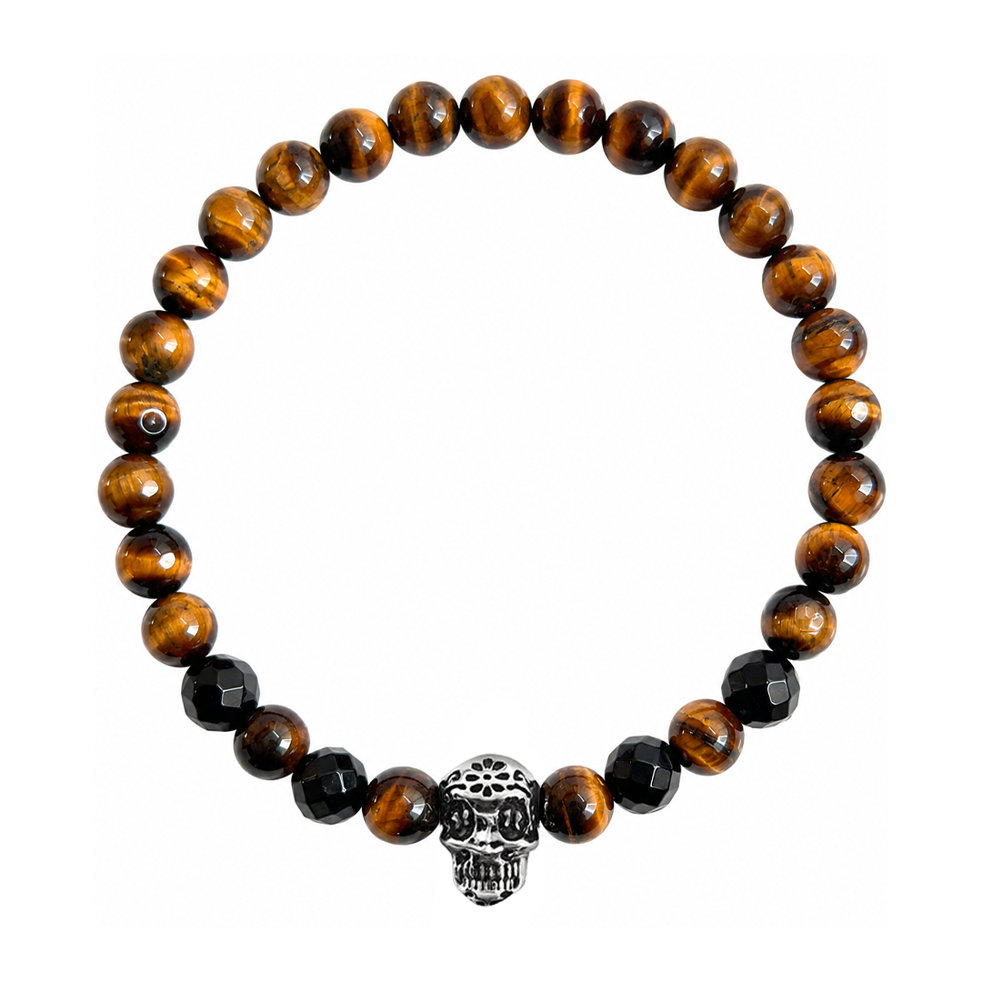 Pulsera Moss Calavera Ojo de Tigre y Ágata
