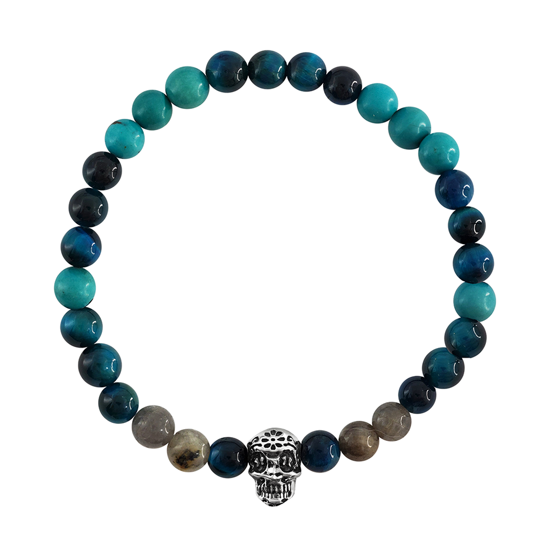 Pulsera Moss Calavera Ágata Azul y Sodalita
