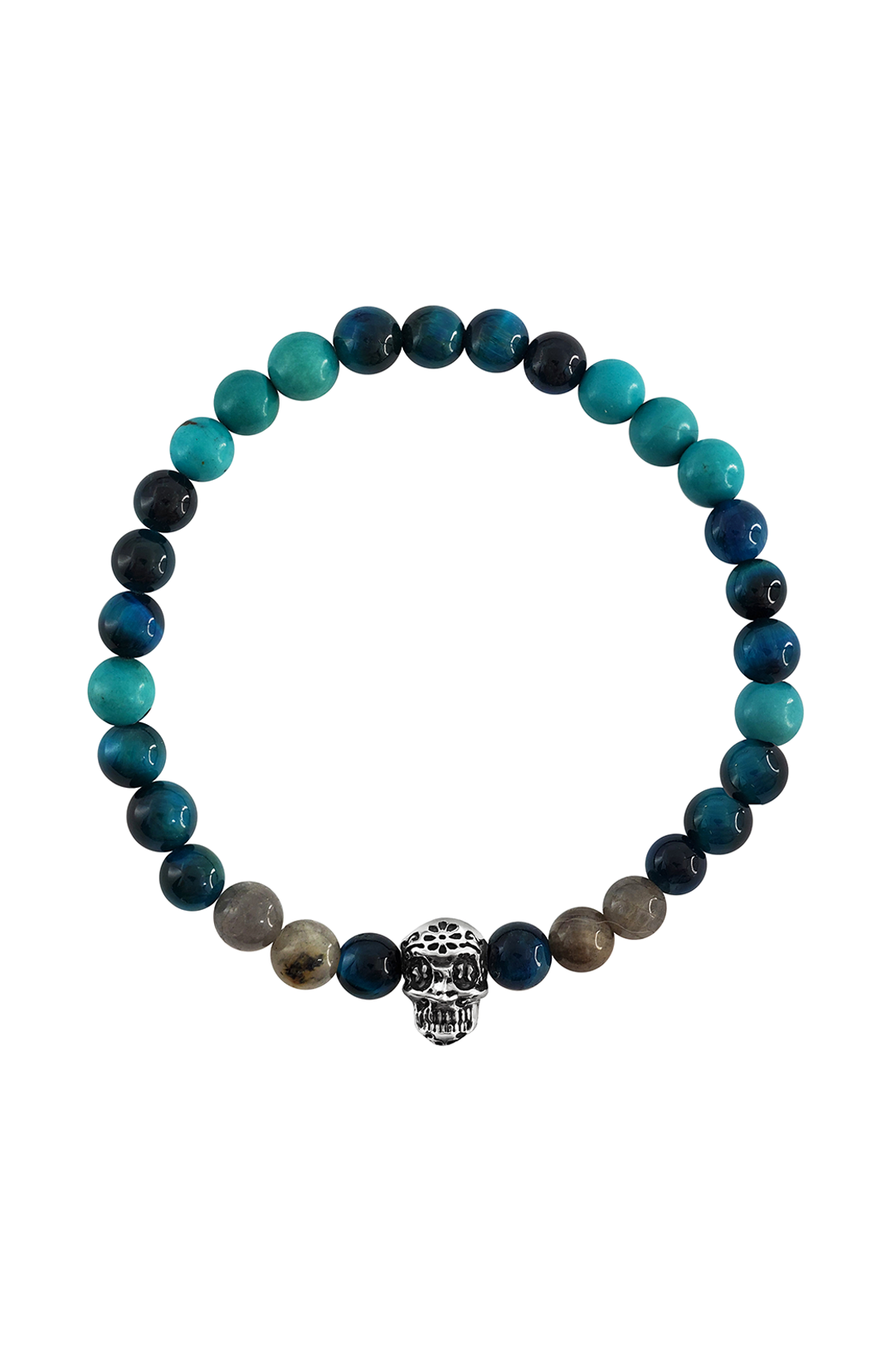 Pulsera Moss Calavera Ágata Azul y Sodalita