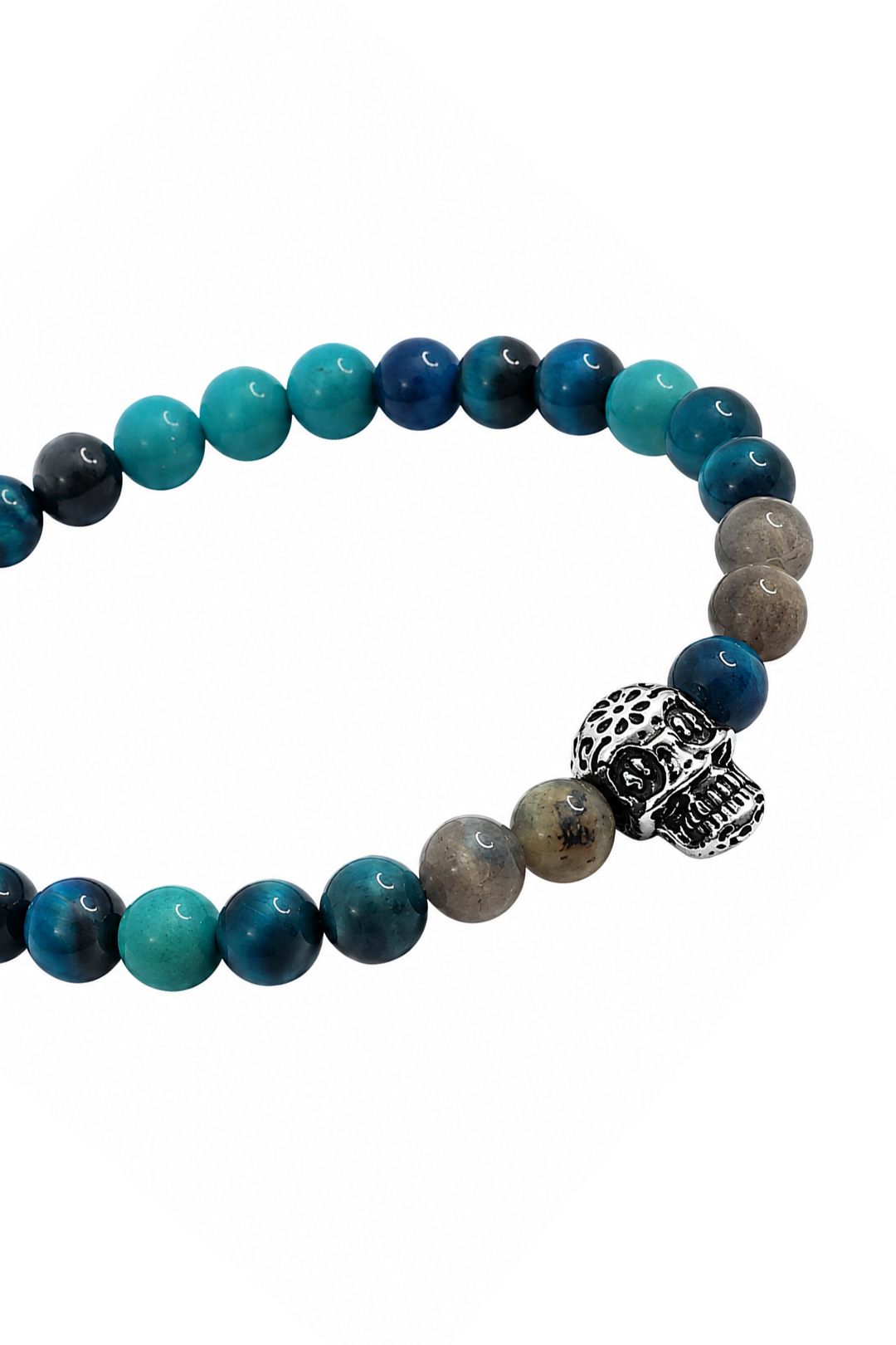 Pulsera Moss Calavera Ágata Azul y Sodalita