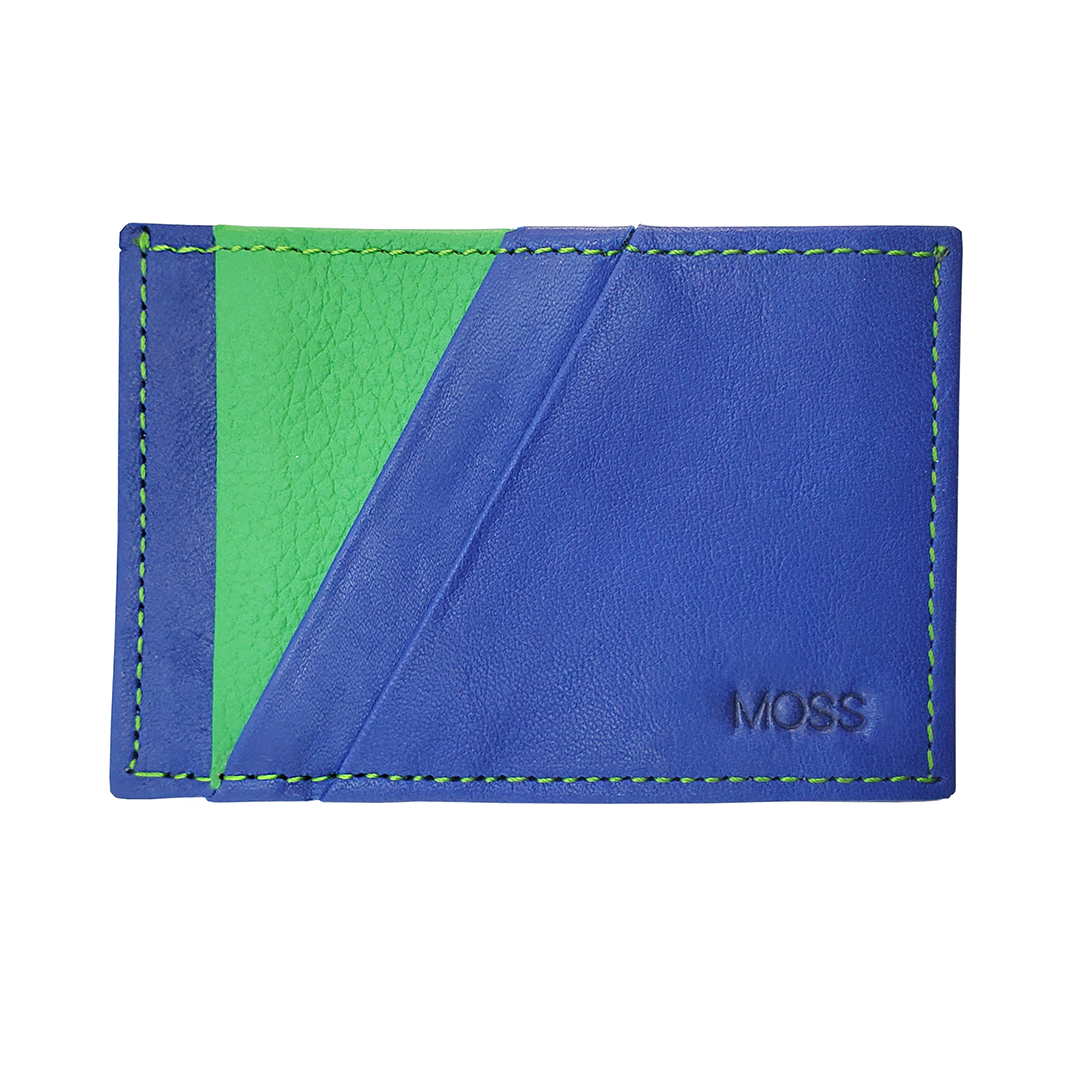 Tarjetero Horizontal Triángulo Moss Azul / Verde