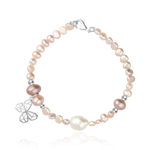 Pulsera Mujer Plata 925 Origami Mariposa Perlas Anamora por Tanya Moss