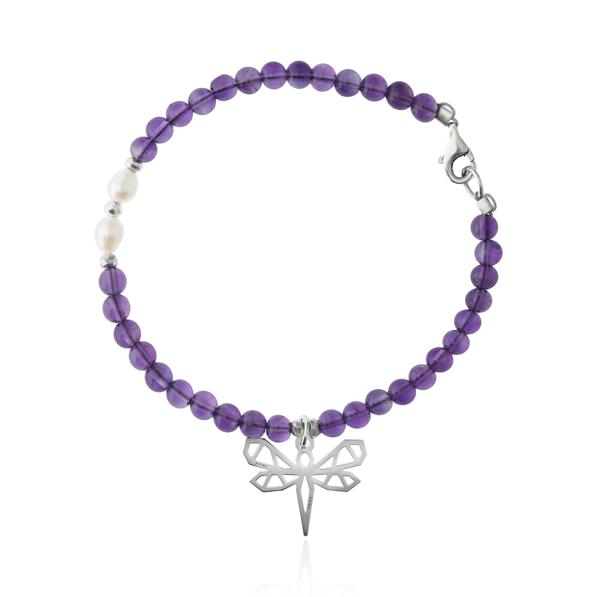 Pulsera Mujer Plata 925 Origami Libelula Amatista Anamora por Tanya Moss - Tanya Moss