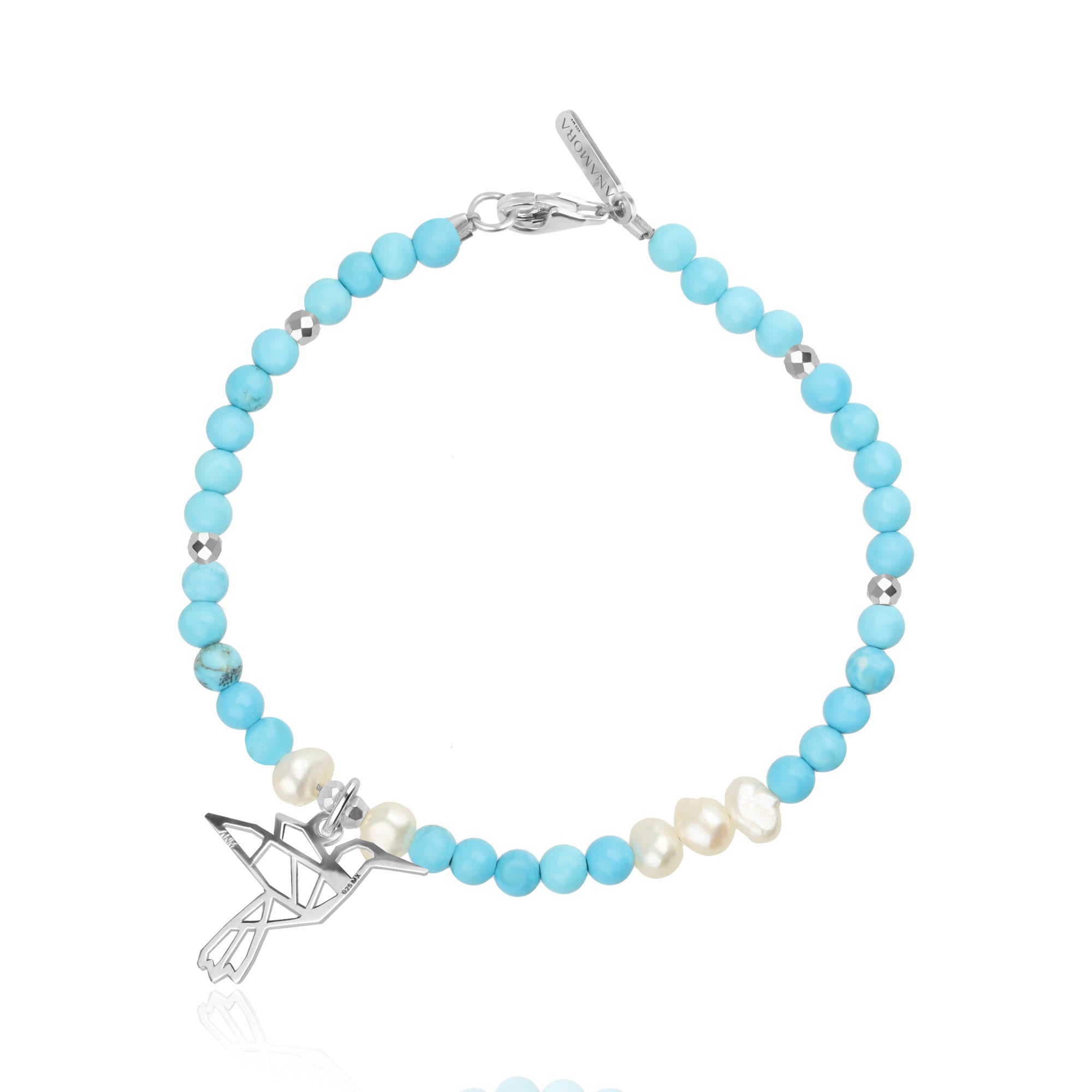 Pulsera Mujer Plata 925 Origami Colibrí Turquesa Anamora por Tanya Moss - Tanya Moss