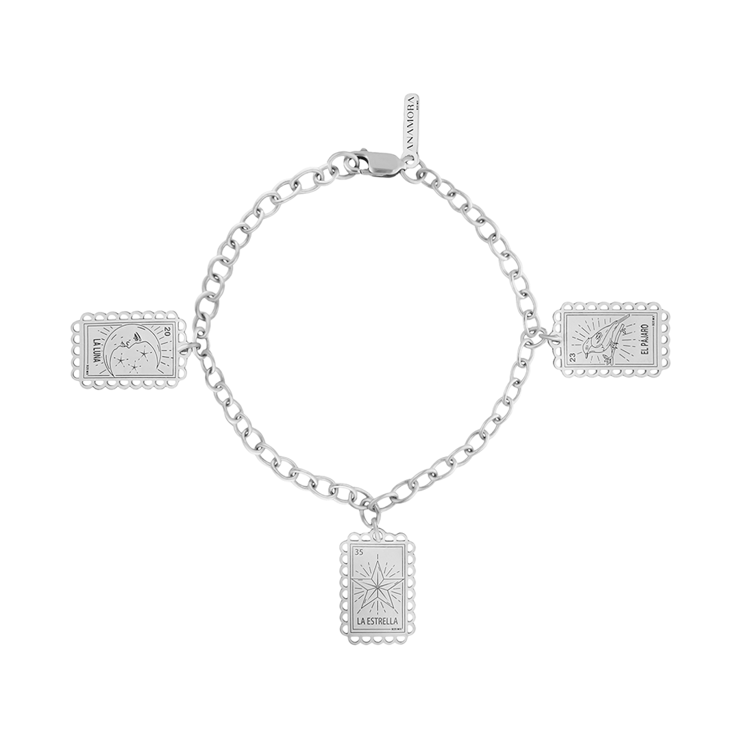 Pulsera Mujer Plata 925 Loteria Luna Estrella Pajaro Anamora por Tanya Moss - Tanya Moss