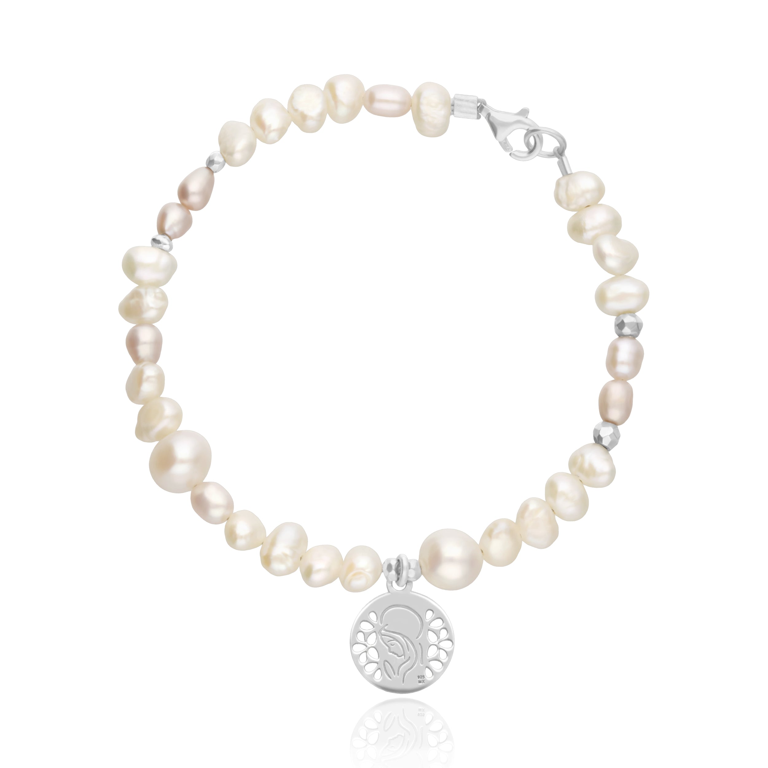 Pulsera Mujer Plata 925 Religioso Virgen Perlas Anamora por Tanya Moss - Tanya Moss