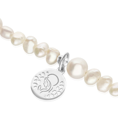 Pulsera Mujer Plata 925 Religioso Virgen Perlas Anamora por Tanya Moss