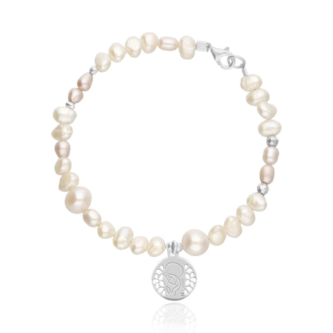Pulsera Mujer Plata 925 Religioso Virgen Perlas Anamora por Tanya Moss