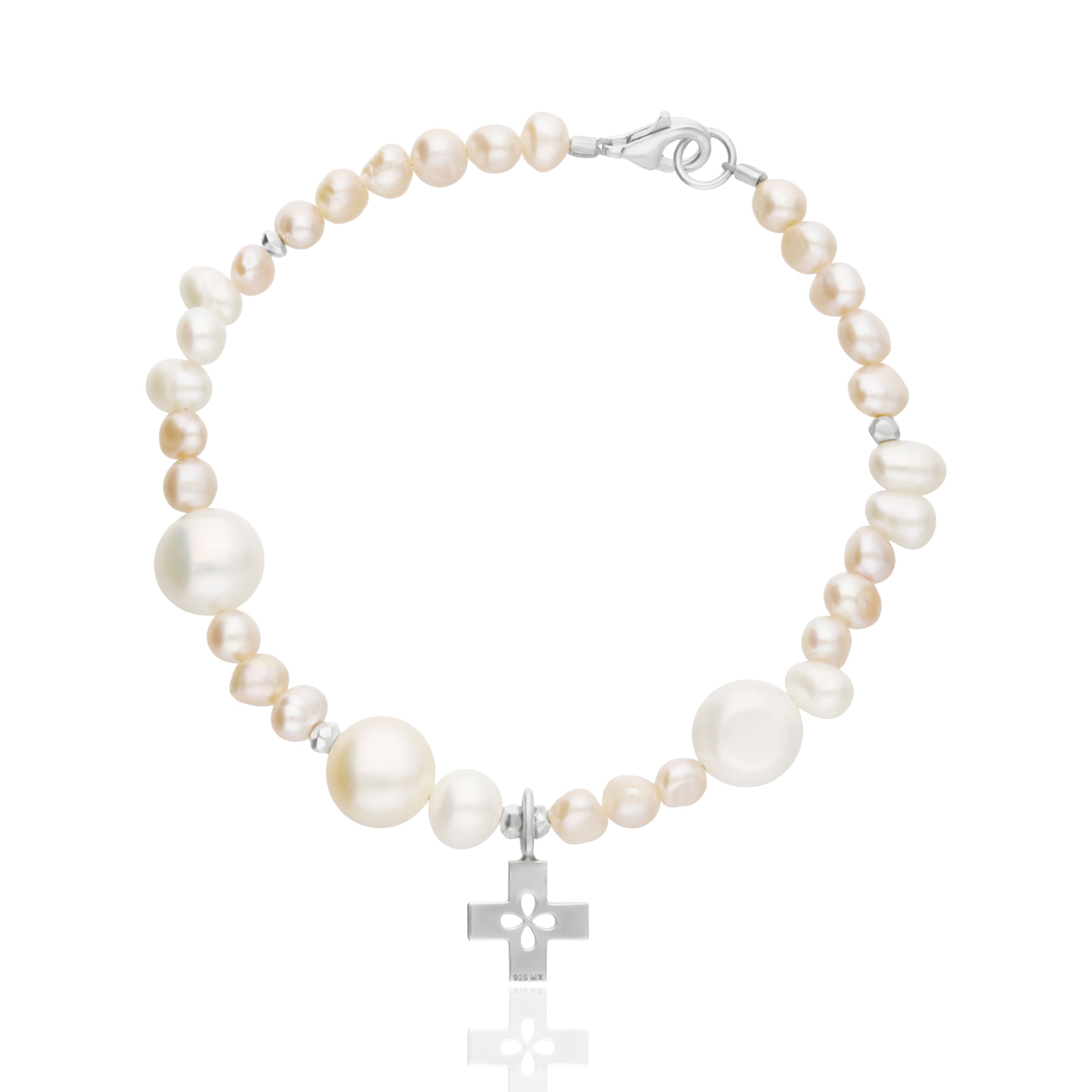 Pulsera Mujer Plata 925 Religioso Cruz Perlas Anamora por Tanya Moss - Tanya Moss