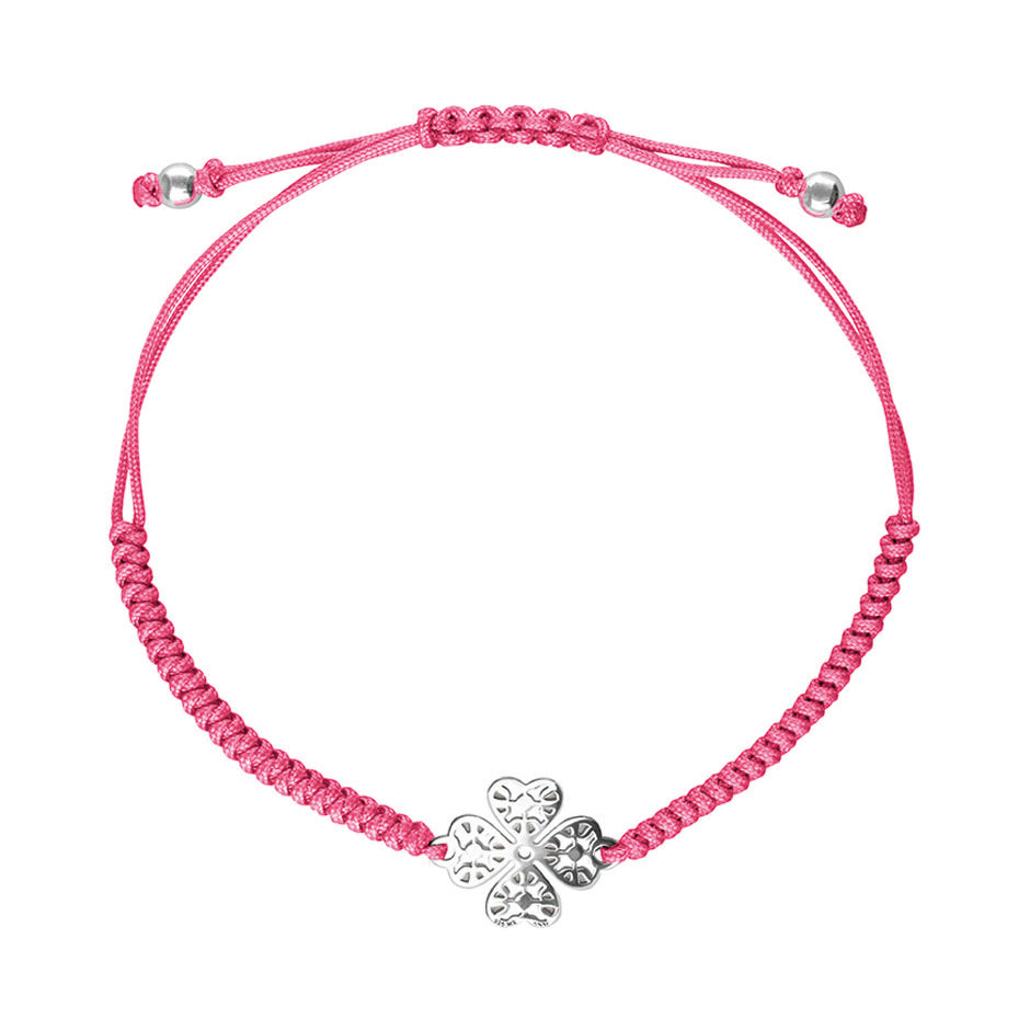 Pulsera Mujer Plata 925 Amuletos Trebol Rosa Tejida Anamora por Tanya Moss - Tanya Moss
