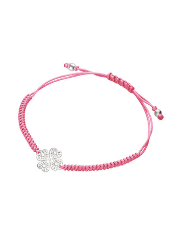 Pulsera Mujer Plata 925 Amuletos Trebol Rosa Tejida Anamora por Tanya Moss