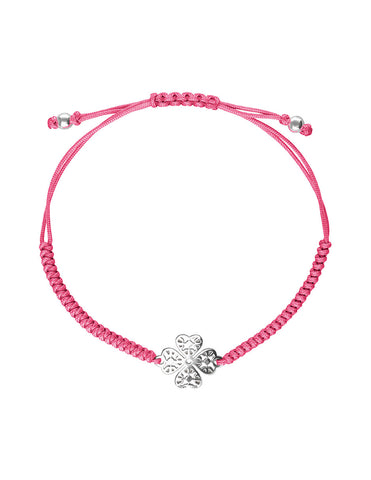 Pulsera Mujer Plata 925 Amuletos Trebol Rosa Tejida Anamora por Tanya Moss