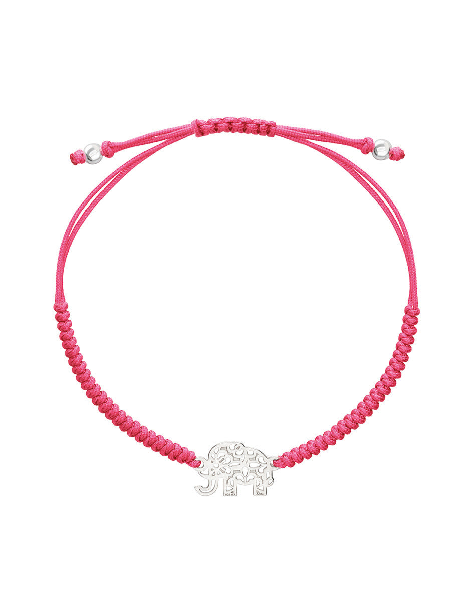 Pulsera Mujer Plata 925 Amuletos Elefante Tejida Rosa Anamora por Tanya Moss - Tanya Moss