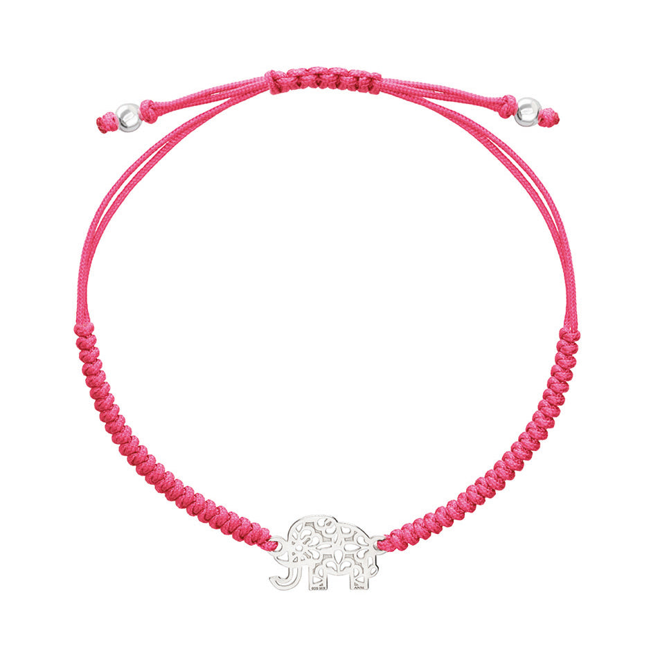 Pulsera Mujer Plata 925 Amuletos Elefante Tejida Rosa Anamora por Tanya Moss - Tanya Moss