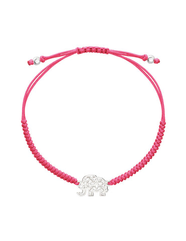 Pulsera Mujer Plata 925 Amuletos Elefante Tejida Rosa Anamora por Tanya Moss - Tanya Moss