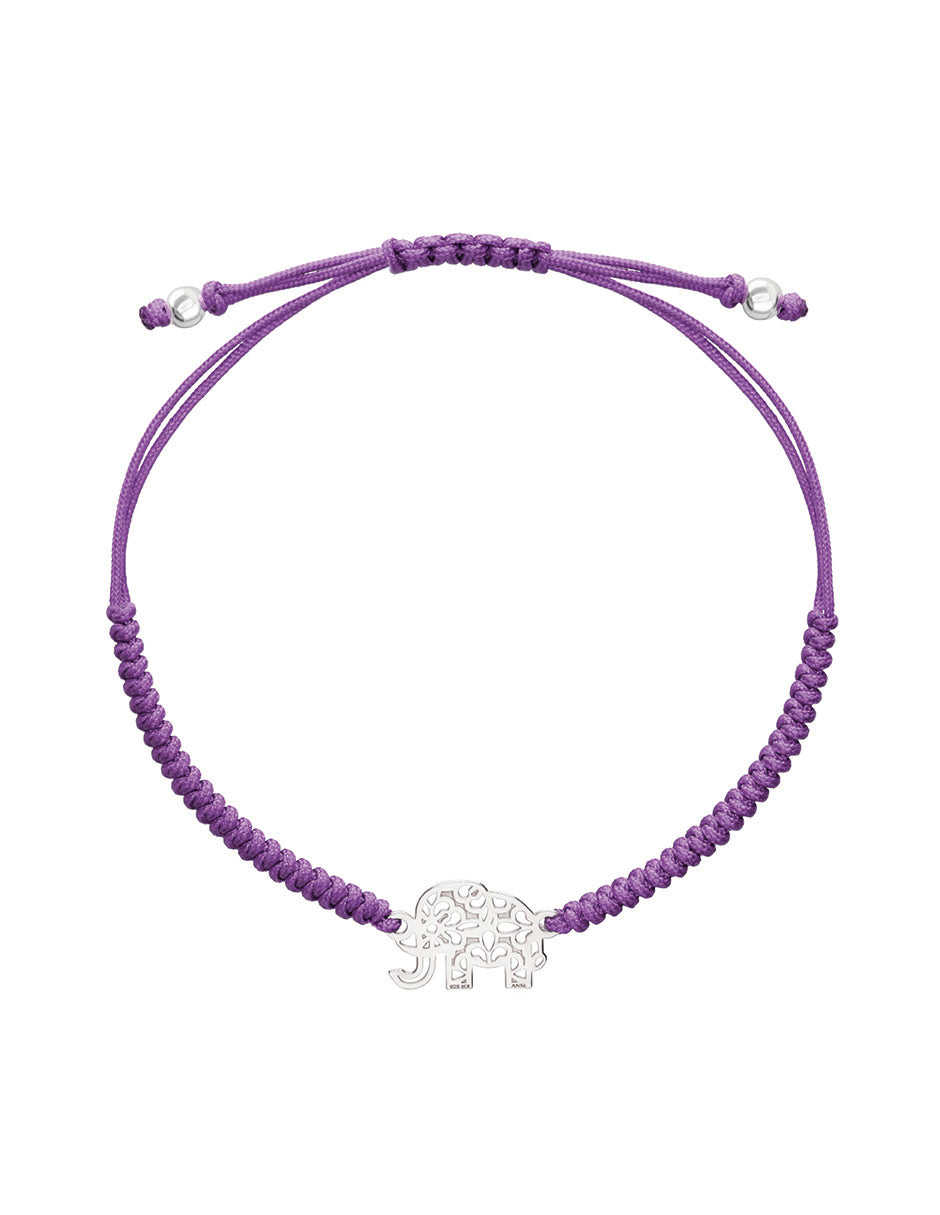Pulsera Mujer Plata 925 Amuletos Elefante Tejida Morada Anamora por Tanya Moss