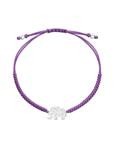 Pulsera Mujer Plata 925 Amuletos Elefante Tejida Morada Anamora por Tanya Moss