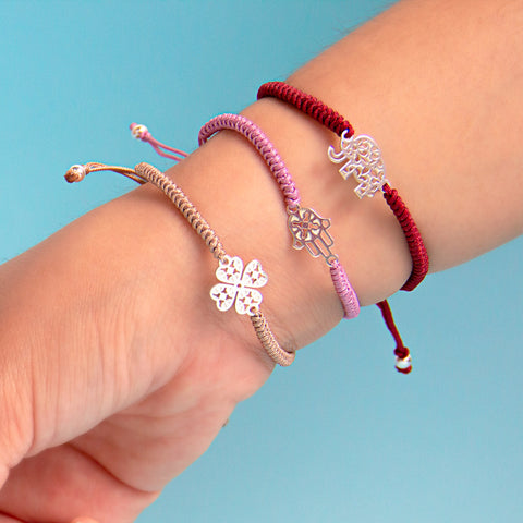 Pulsera Mujer Plata 925 Amuletos Mano Tejida Anamora por Tanya Moss