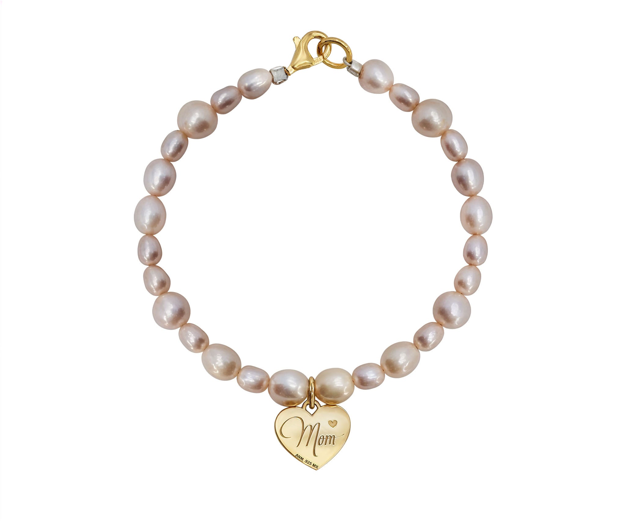 Pulsera de perlas mix mamá con charm de baño de oro Anamora por Tanya Moss - Tanya Moss