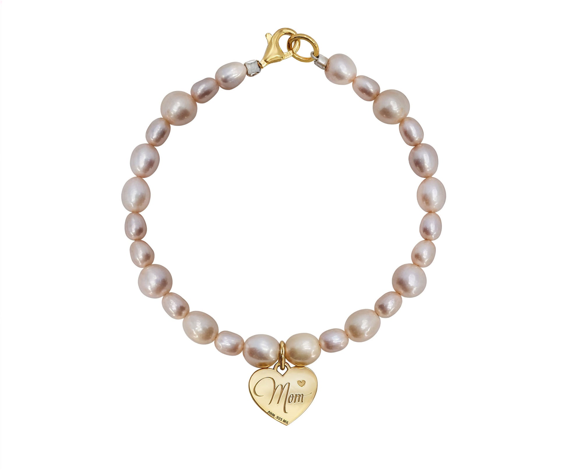 Pulsera de perlas mix mamá con charm de baño de oro Anamora por Tanya Moss - Tanya Moss