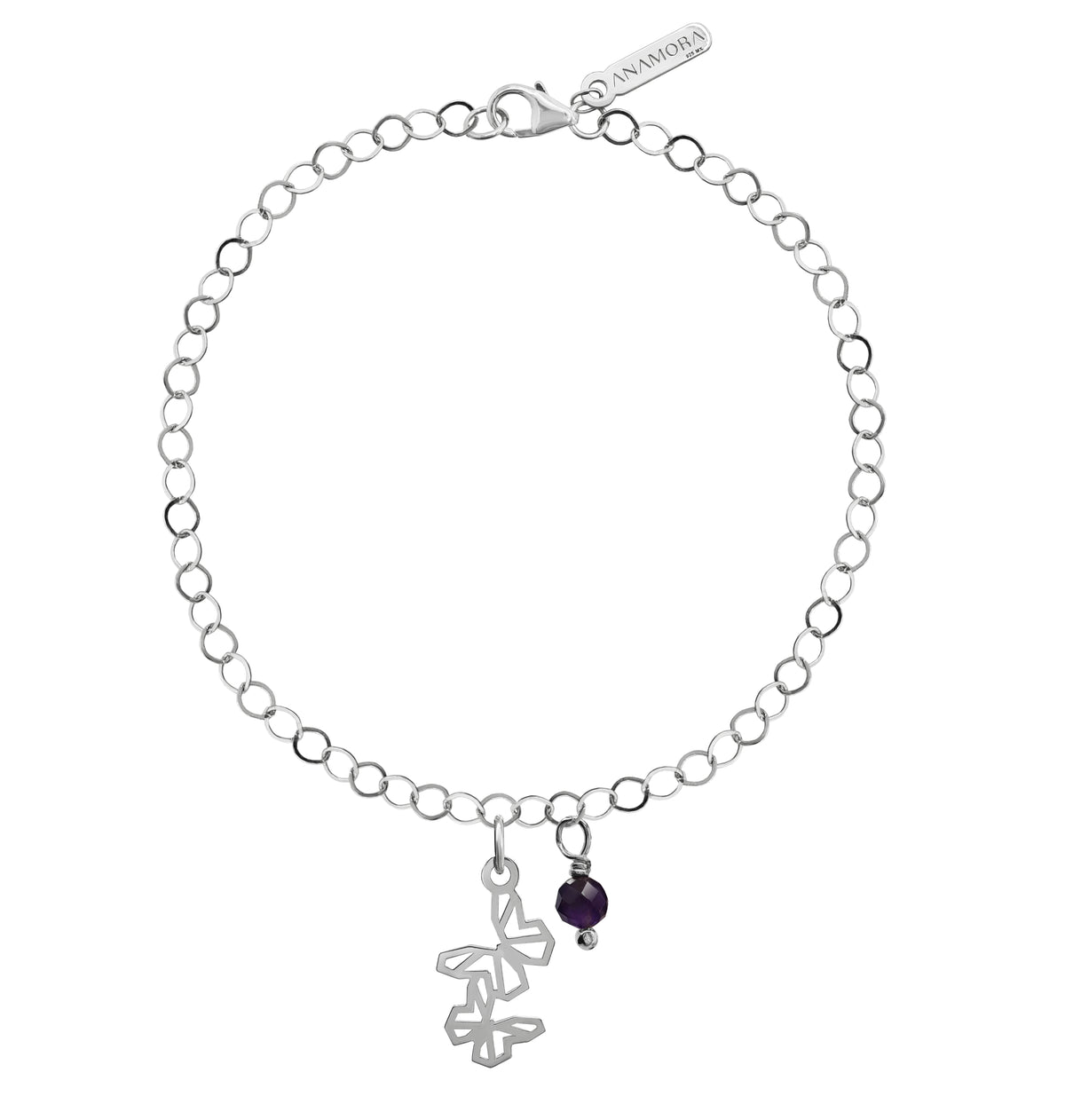 Pulsera Mujer Plata 925 Origami Mariposas Amatista Anamora Por Tanya Moss
