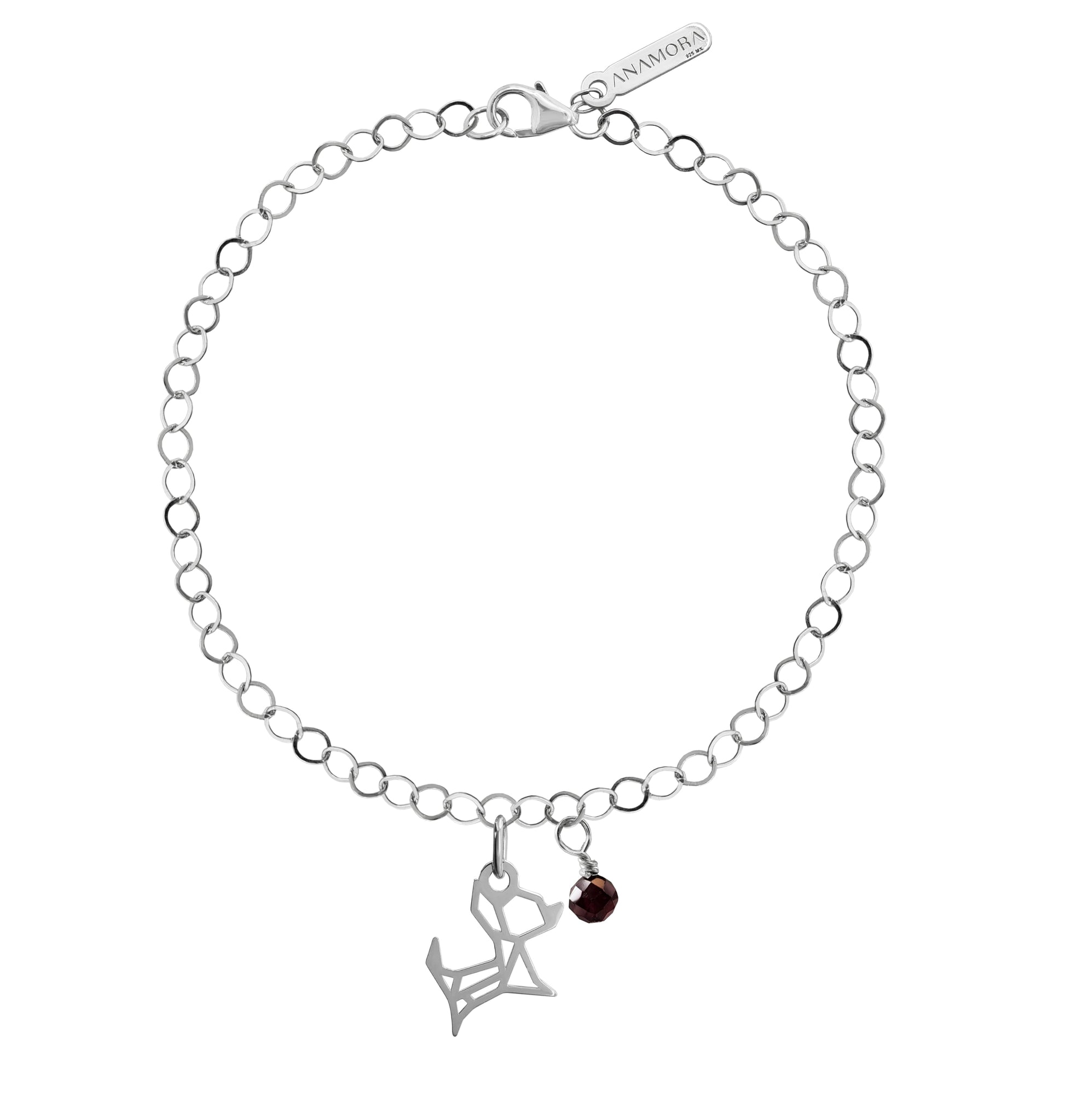 Pulsera Mujer Plata 925 Origami Perro Granate Anamora Por Tanya Moss