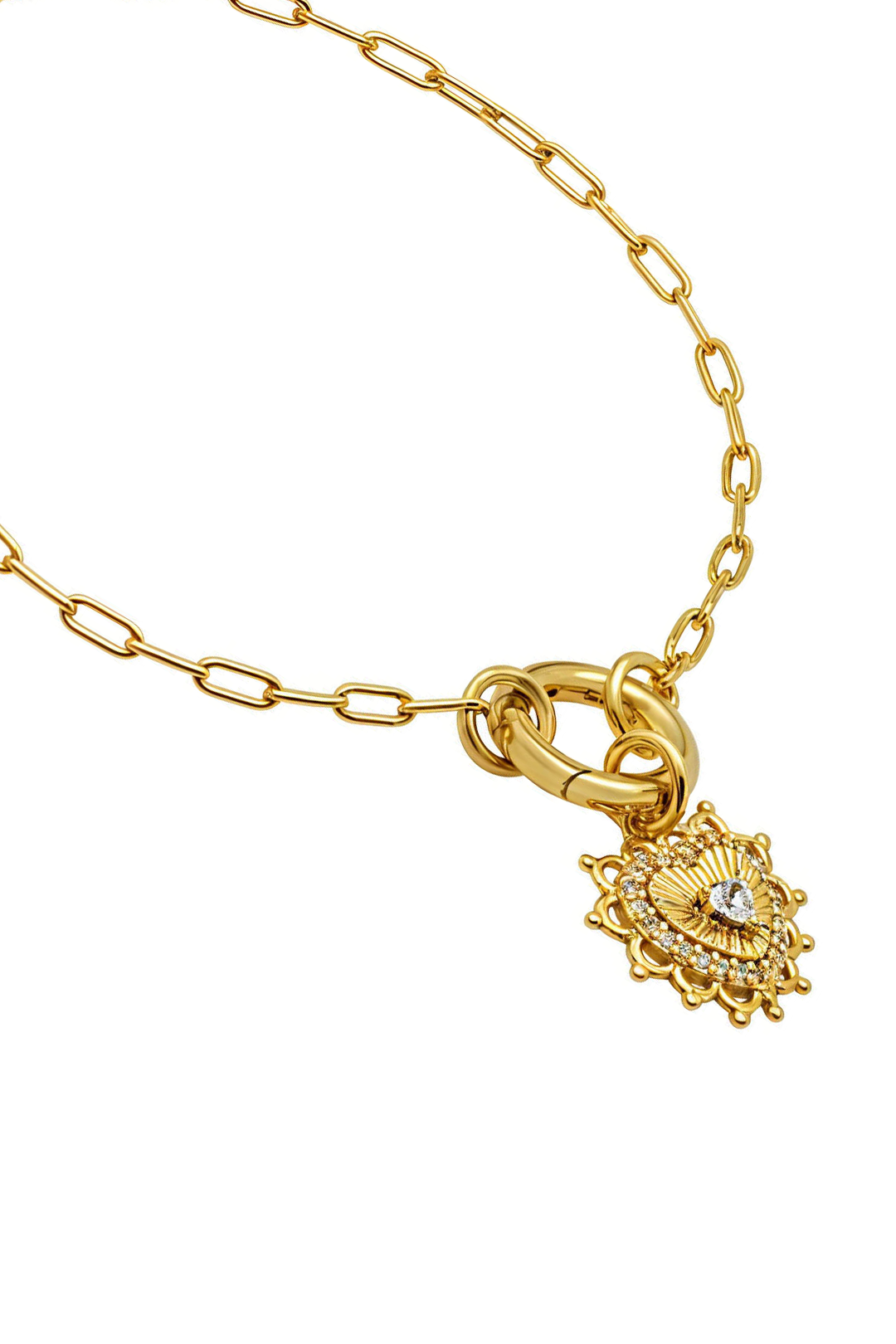 Pulsera Eterna Corazón Ardiente Charm Dorada Circonias Anamora por Tanya Moss - Tanya Moss