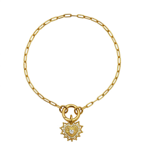Pulsera Mujer Plata 925 Corazon Ardiente Charm Circonias Anamora por Tanya Moss