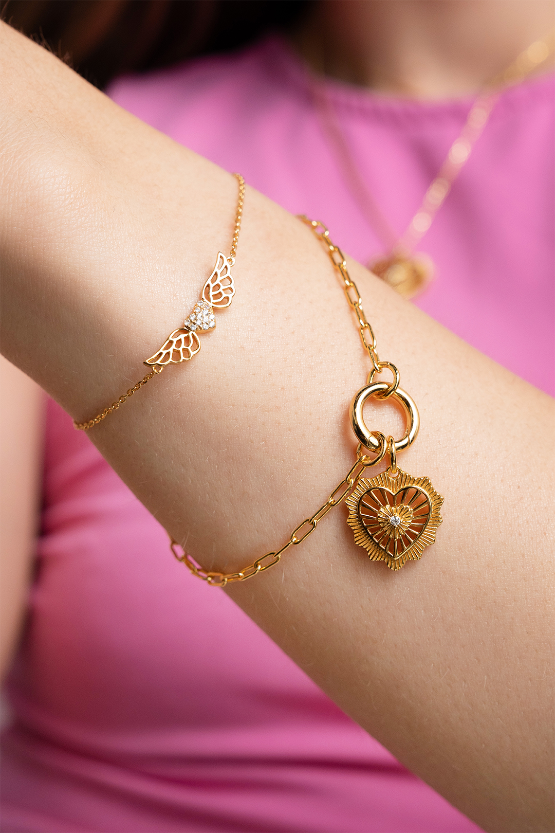 Pulsera Eterna Corazón Ardiente Charm Circonia Dorada Anamora por Tanya Moss - Tanya Moss